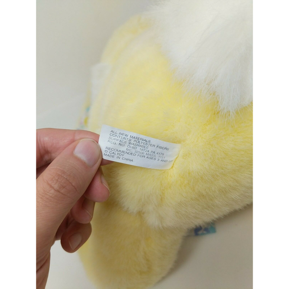 Hoppy Hopster Bunny Rabbit Plush‎ Easter Pastel Caltoy Bow Colorful Yellow VTG - Picture 10 of 11
